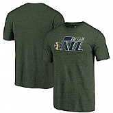 Utah Jazz Green Distressed Logo Fanatics Branded Tri-Blend T-Shirt,baseball caps,new era cap wholesale,wholesale hats